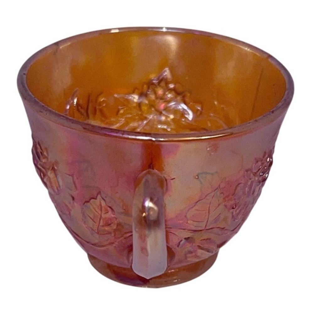 Fenton Wreath Of Roses Marigold Carnival Glass Punch Cup Antique 1910s–1920s - Picture 3 of 7